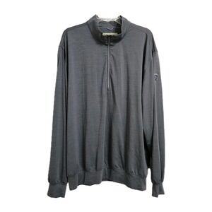 Donald Ross Sportswear Sweatshirt Mens XL Gray Mock Neck 1/4 Zip Golf Preppy EUC